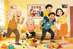 喜剧片《欢乐家庭》搞笑片段，全家团聚热闹场面